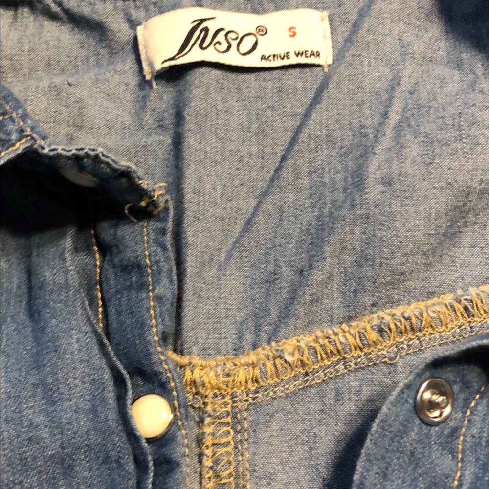 Blue Denim Snap Button down shirt sz S - Picture 4 of 4